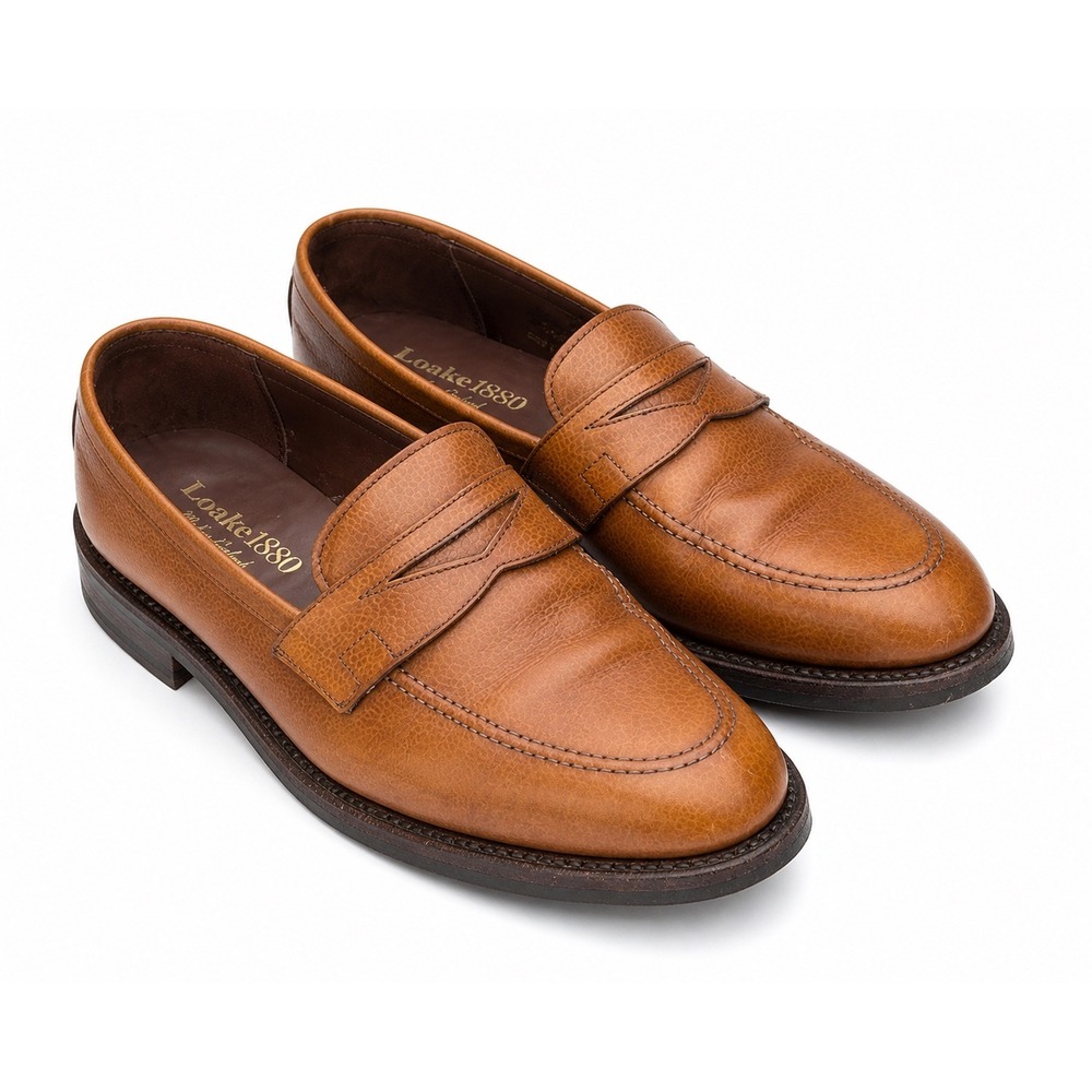 Loake 1880 Highgate Penny Loafers Mens 10 Tan Grain Leather Made in England
